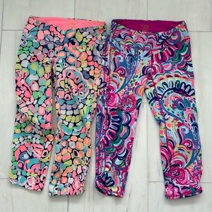 LOT 2 Lilly Pulitzer Luxletic cropped leggings Floral  Weekender Hem Detail